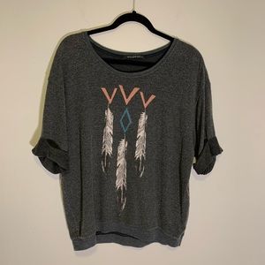 Wildfox Feather Cuffed Sleeve Jumper